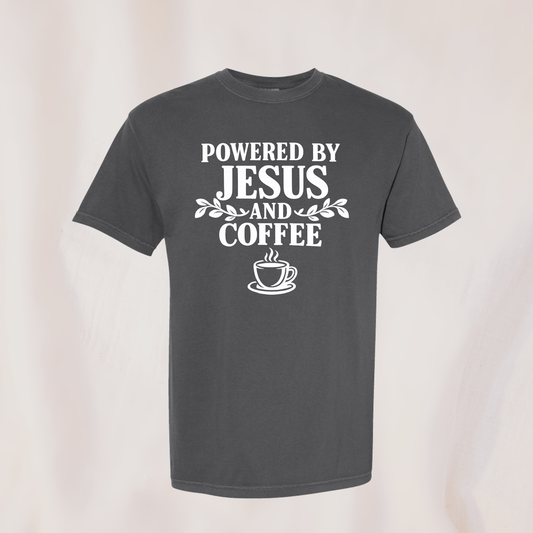 Powered by Jesus and Coffee (t-shirt)
